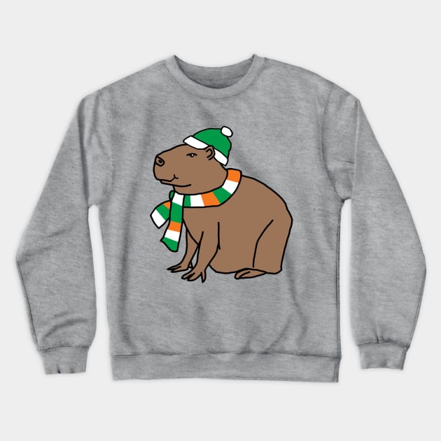 Irish Capybara on St Patricks Day Crewneck Sweatshirt by ellenhenryart